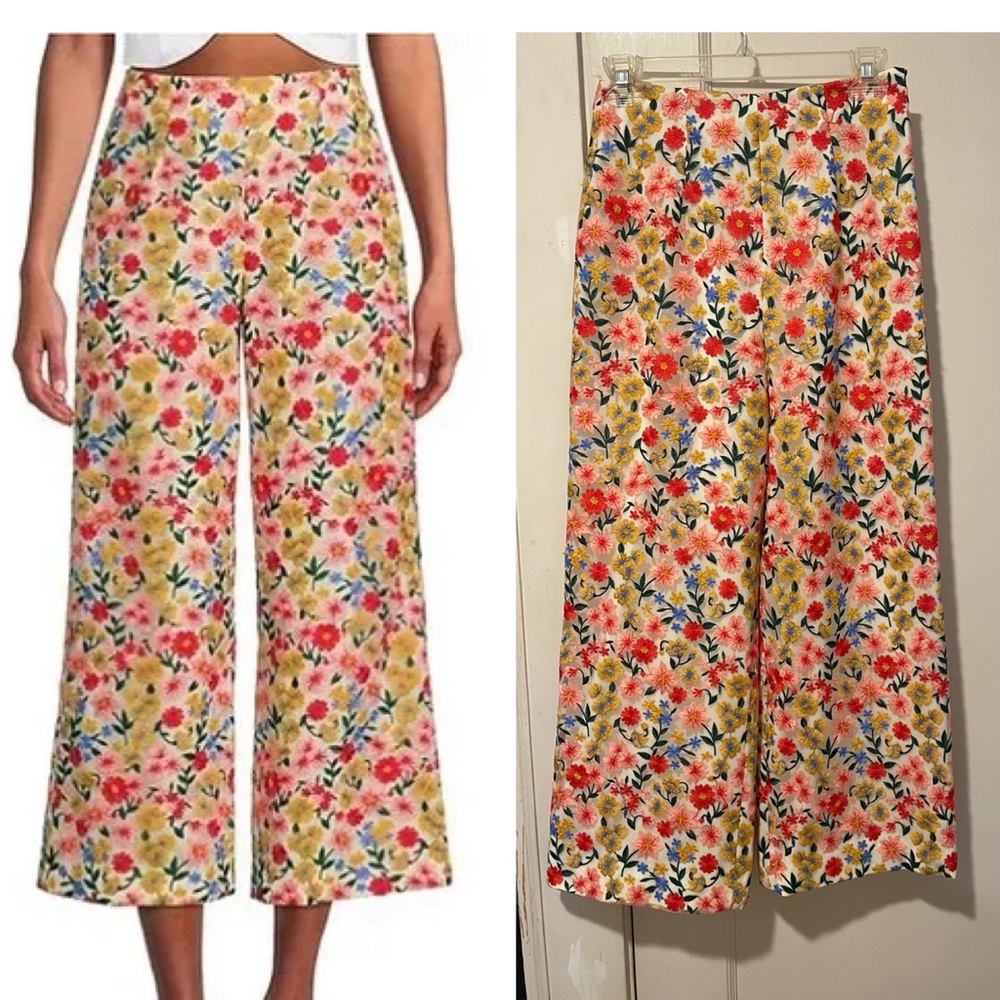 The Nat Note x Antonio Melani Nellya Mesh Cropped Floral Pants